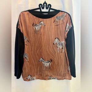 ZARA Blouse Shirt 3/4 Zebra Print - Size S (runs big)